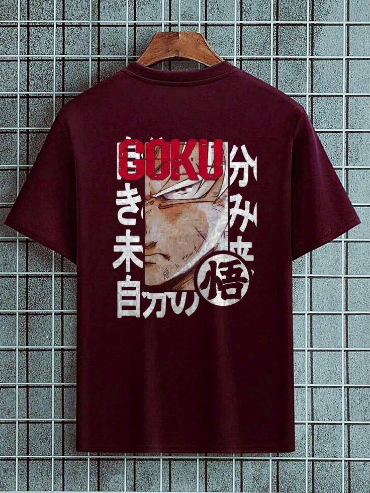 Men-oversized t-shirt maroon back printed