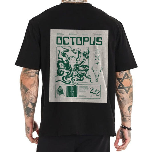 Black oversized graphic printed t-shirt for men