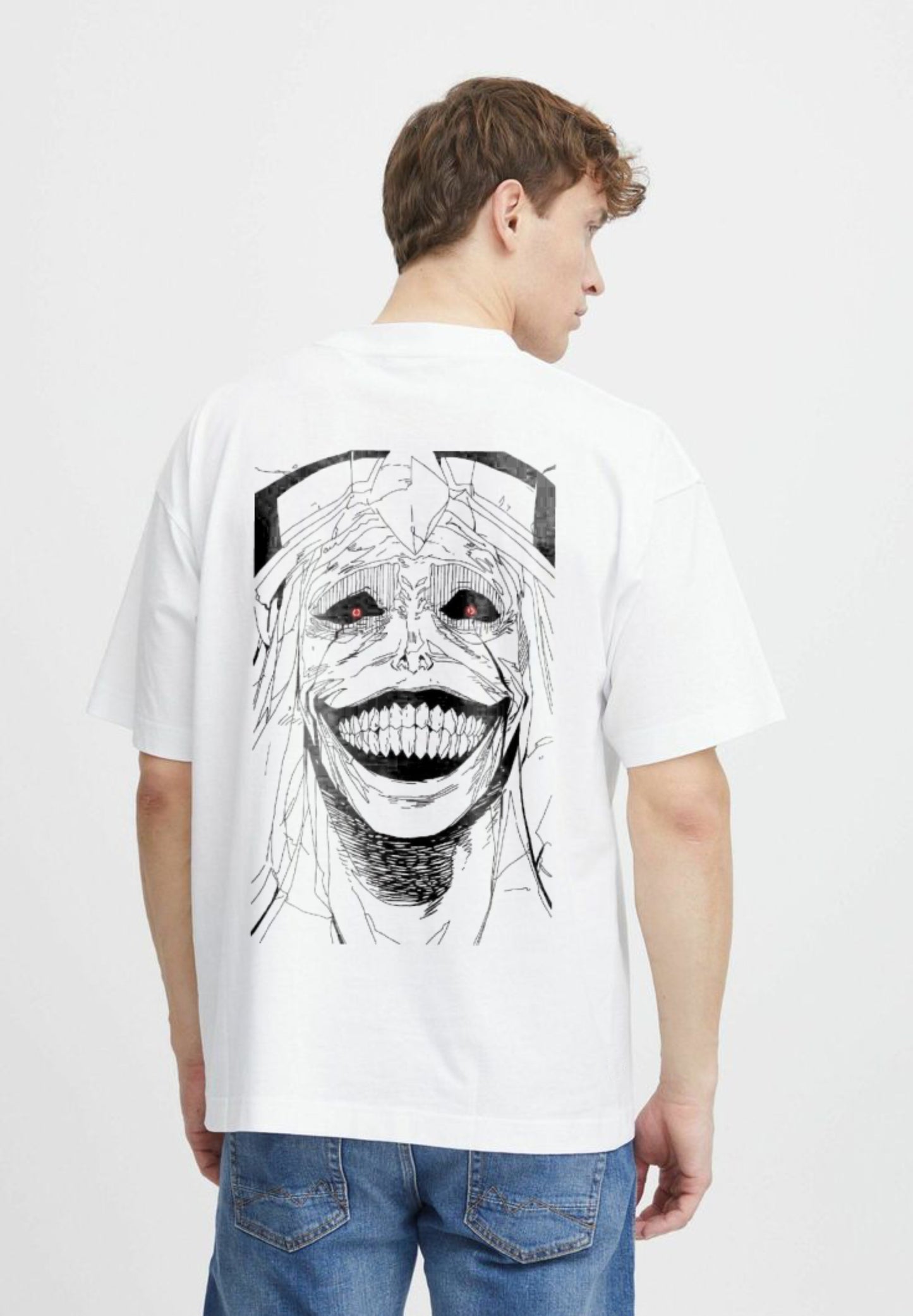 Oversized amine back printed t-shirt for men (White)