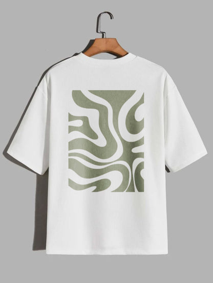 Oversized graphic white printed t-shirt (Unisex)