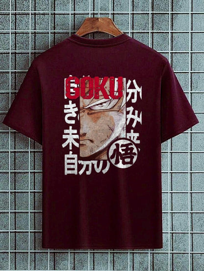 Men-oversized t-shirt maroon back printed