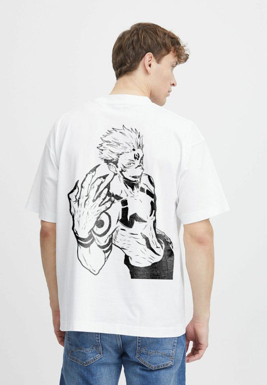 Unisex Anime Print | JJK white oversized T-Shirt
